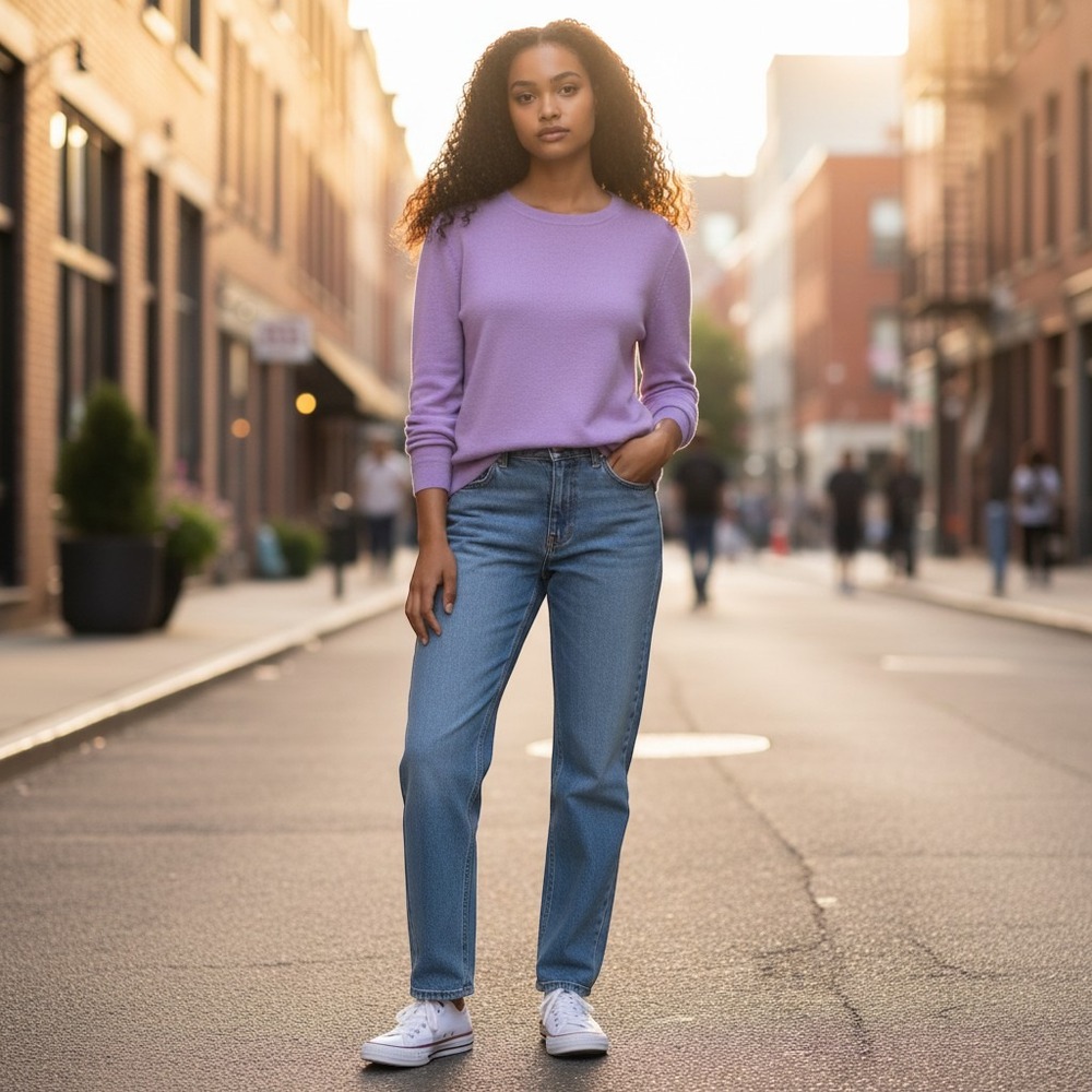 J.Crew Purple 100% Merino Wool Crewneck Sweater 3/4 Sleeve XL 46725